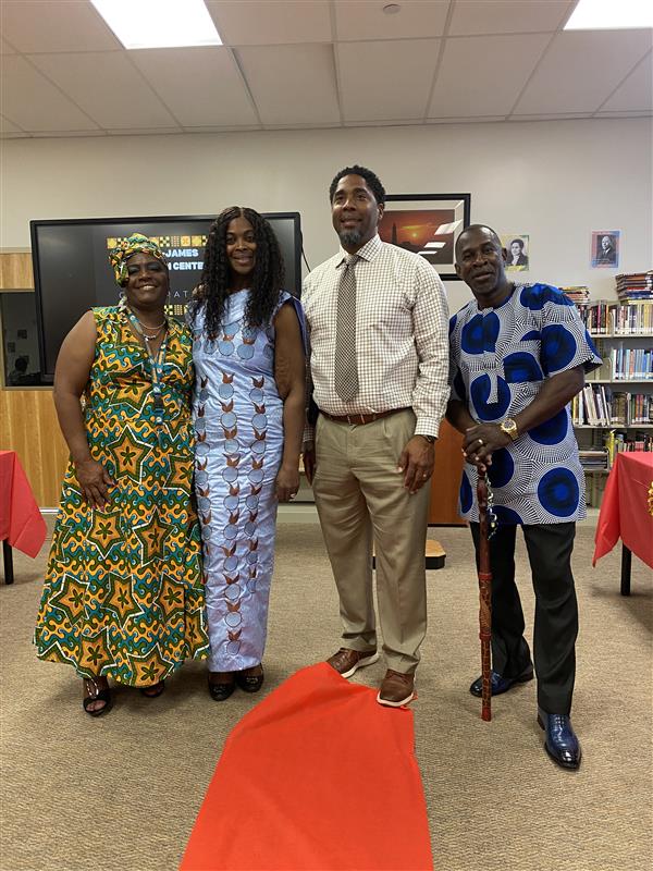 Dr Shaw-Rolle, Principal Howard, Doris Striggles and Arthur Brown